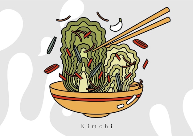 Vector kimchi korean national food