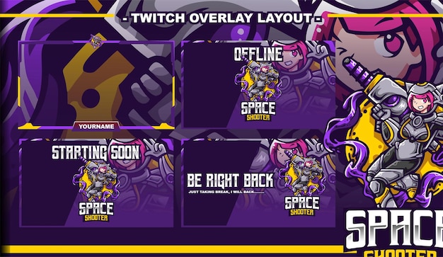 Kimmy Astronout Gaming layout design streamer twitch logo character