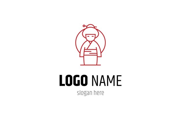 Vettore design del logo dell'abbigliamento tradizionale giapponese kimono