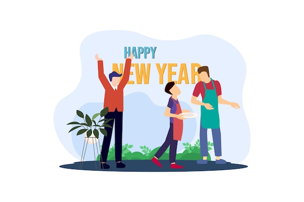 Kind Celebrate New Year Flat Design