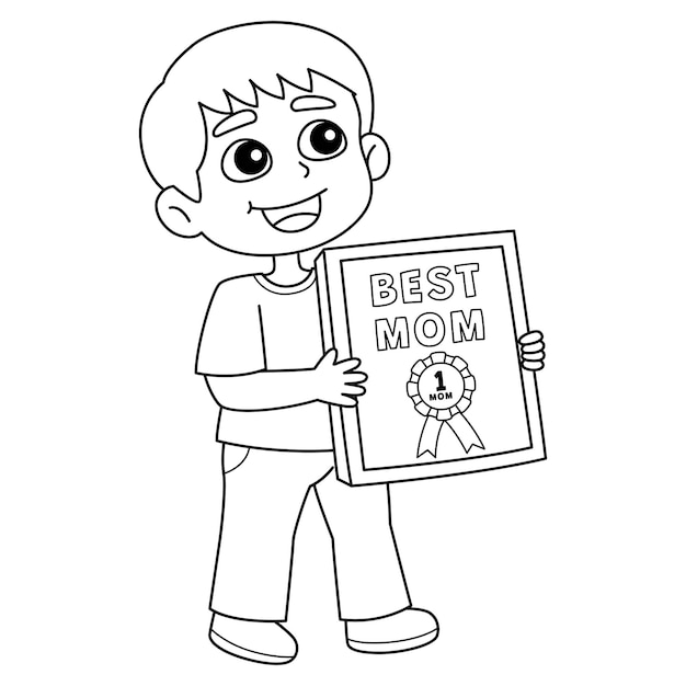 Kind dat een Award geïsoleerde kleurplaat voor kinderen geeft