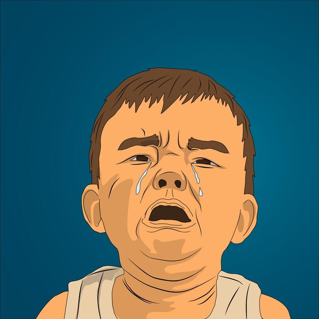 Kind huilen in cartoon vector tekening
