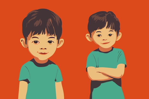 Kind illustratie jongen en grijnzende jongen