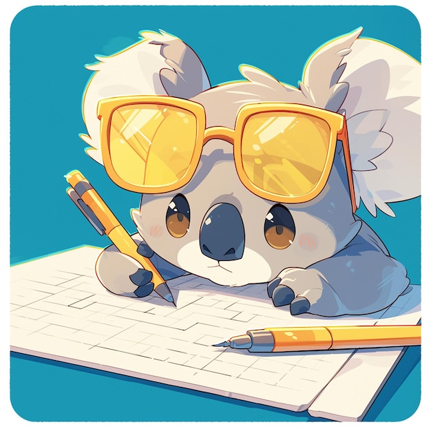 Vector a kind koala writer cartoon style