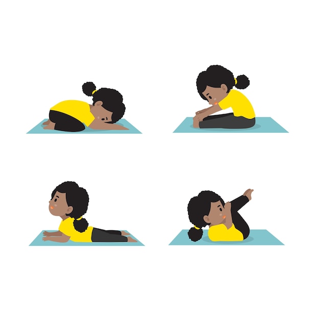 Vector kind meditatie cartoon yoga concept