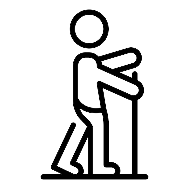 Kind nordic walking-pictogram Overzicht kind nordic-walking vector pictogram voor webdesign geïsoleerd op een witte achtergrond
