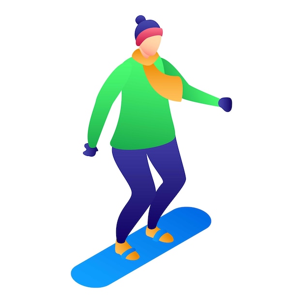 Kind op snowboard icoon Isometrisch van kind op snowboard vector pictogram voor webdesign geïsoleerd op een witte achtergrond