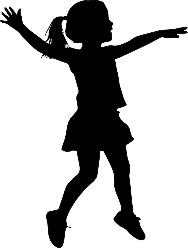 Vector kind springt vector silhouet zwarte kleur 5