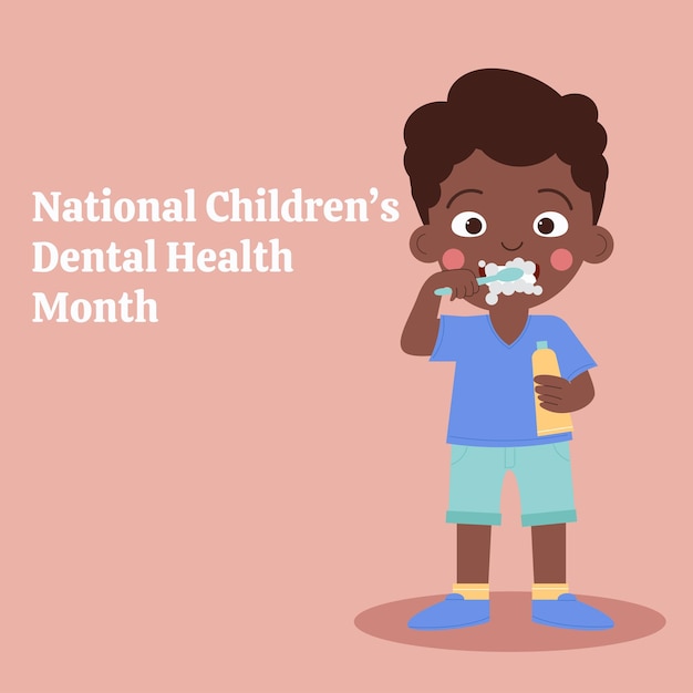 Kind tanden poetsen National Children's Dental Health Month Banner