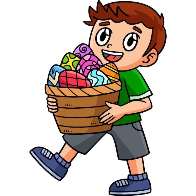 Kind uitvoering mand met eieren Cartoon Clipart