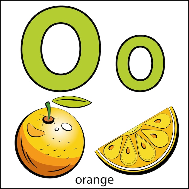 Kinder ABC kleurboek met groenten en fruit Gekleurde letters groenten en fruit