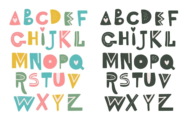Kinder doodle alfabet vector