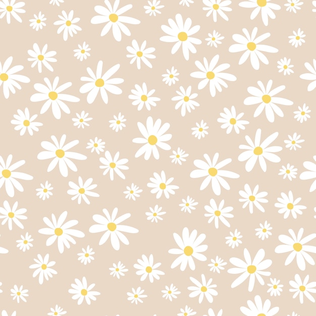 Vector kinder naadloos patroon met witte bloemen camomiles. leuke textuur voor kinderkamerontwerp, behang, textiel, inpakpapier, kleding. vector illustratie