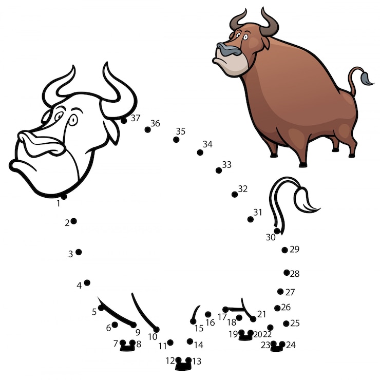 Vector kinder spel punt tot punt bull