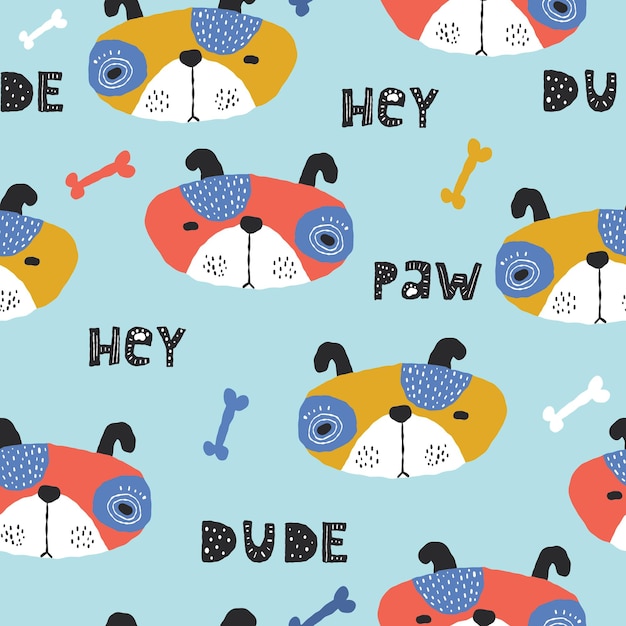Kinderachtig naadloos patroon met grappige creatieve honden Creatieve kinderachtige textuur in Scandinavische stijl Geweldig voor stoffen textiel Vectorillustratie