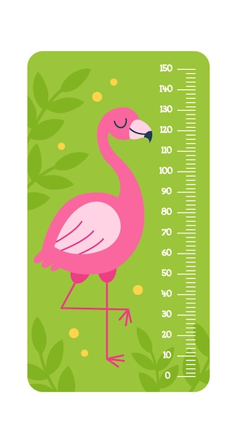 Kinderachtige meter met flamingo cartoon animal vector illustration