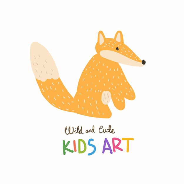 Kinderachtige stijltekening Handgetekende kleurrijke schattige vosillustratie