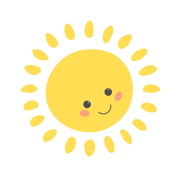 Kinderachtige zon Cartoon zomer pictogram vectorillustratie