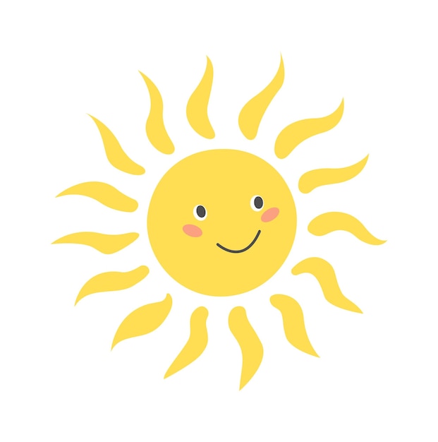 Kinderachtige zon Cartoon zomer pictogram vectorillustratie