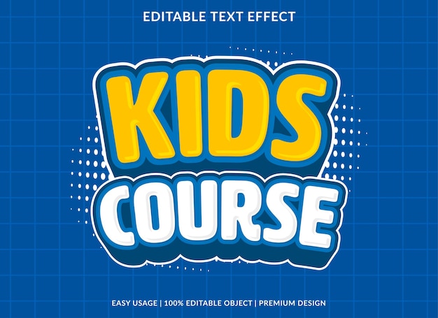 Vector kindercursus teksteffect sjabloonontwerp met 3d-stijlgebruik voor zakelijk merk en logo