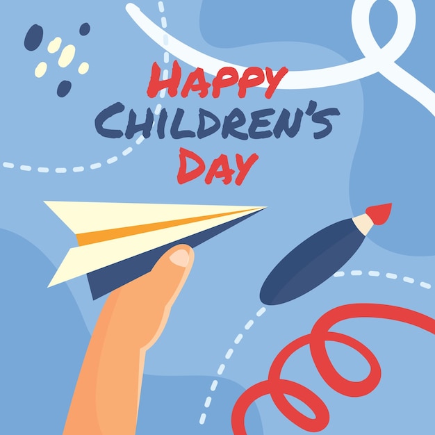 Kinderdag met vliegende kleurrijke