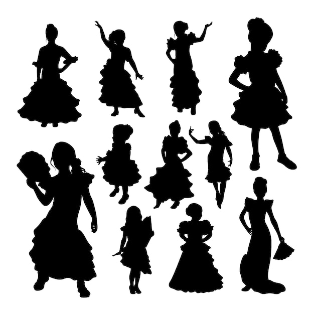 Kinderen dansen flamenco silhouetten