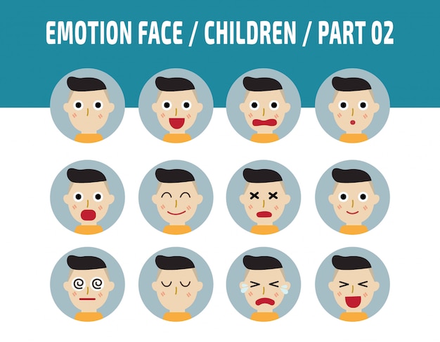 Kinderen emoties avatar gezicht gevoelens.