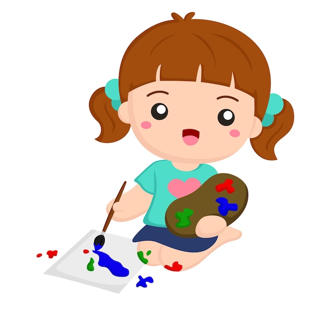 Kinderen en schilderen activiteit illustratie vector clipart