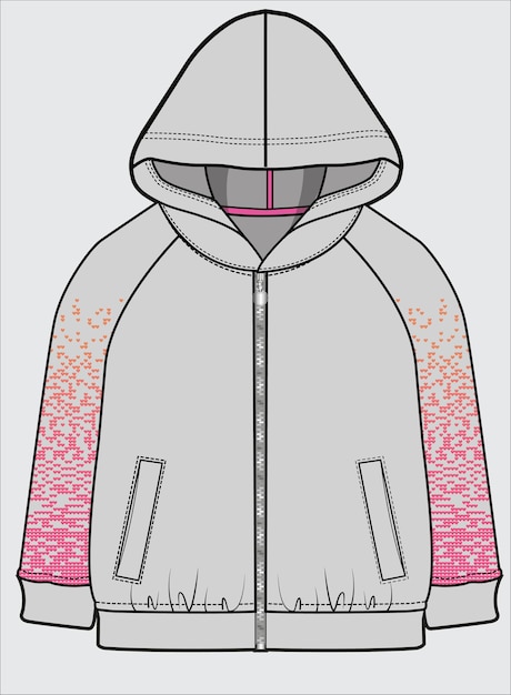 Kinderen en tienermeisjes winter buitenkleding sweatshirts en sweatstops vector illustratie