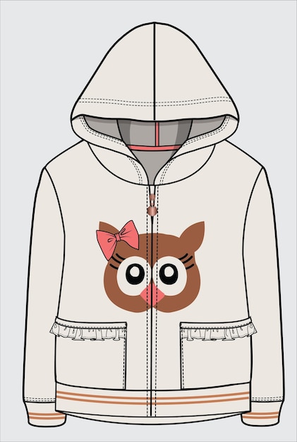 Kinderen en tienermeisjes winter buitenkleding sweatshirts en sweatstops vector illustratie