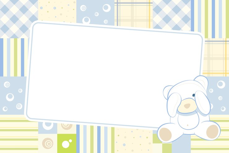 Vector kinderen fotolijst met verlegen teddybeer