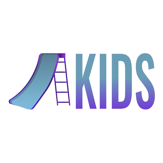 Kinderen glijbaan logo Cartoon van kinderen glijbaan vector logo voor webdesign geïsoleerd op een witte achtergrond