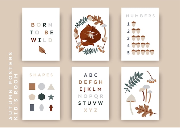 Kinderen herfst posters set