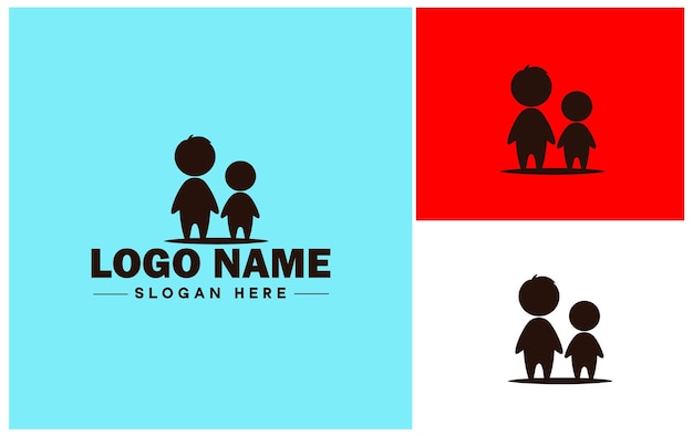 Kinderen icoon baby kinderen kinderopvang dagverblijf moderne platte business vector logo