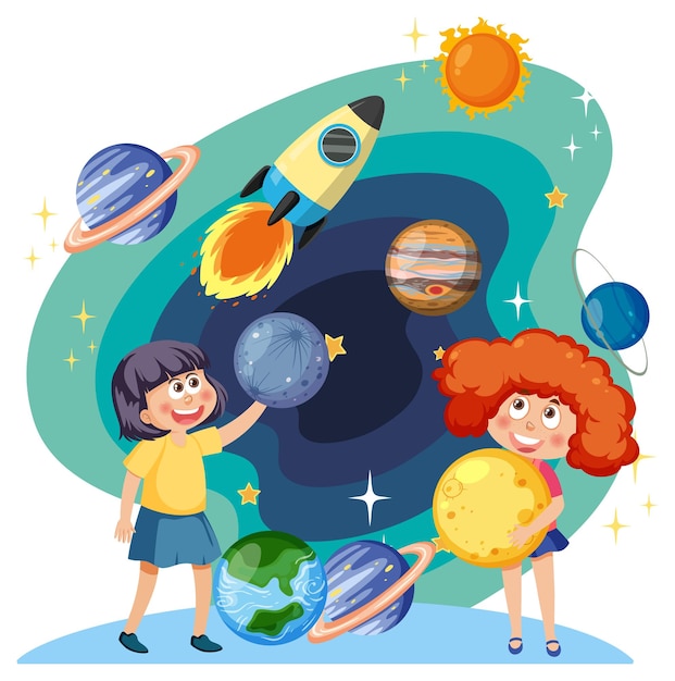 Kinderen in astronomie-thema