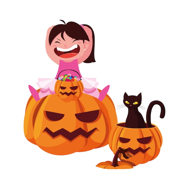Kinderen in Halloween-kostuums
