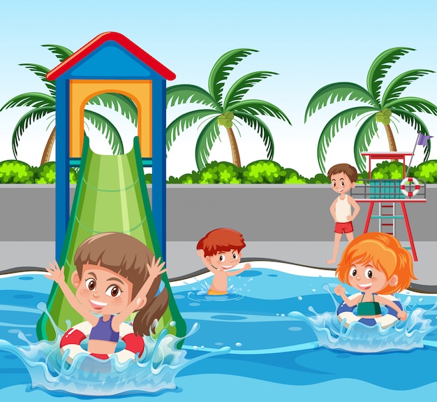 Kinderen in waterpark