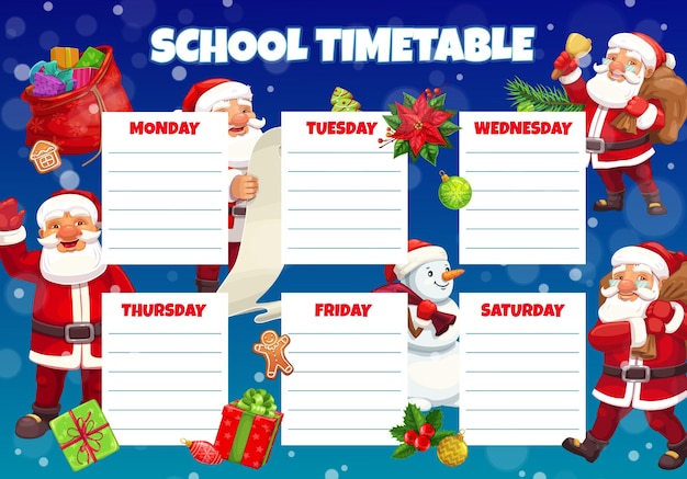 Kinderen kerst school tijdschema met santa