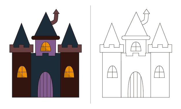 Vector kinderen kleurboek illustratie halloween klein kasteel