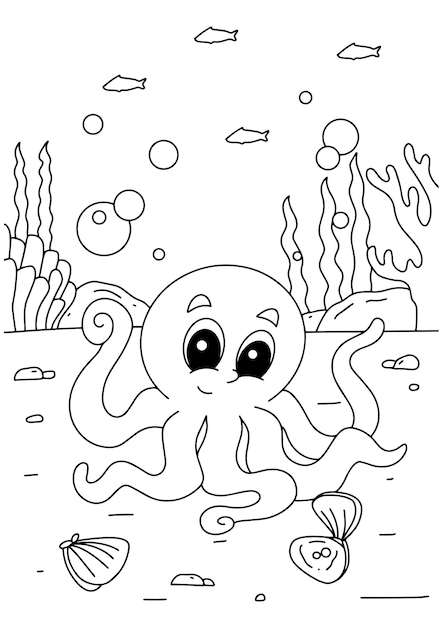 Kinderen kleurboek octopus pagina