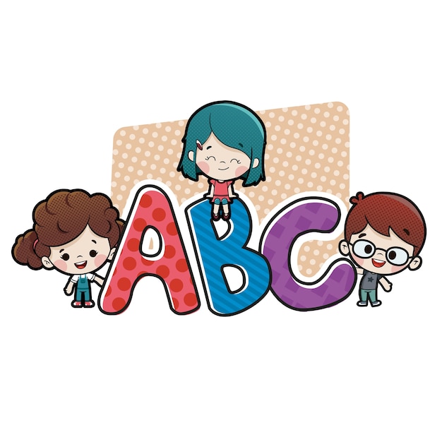 Kinderen met abc-letters