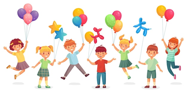 Kinderen met ballonnen.