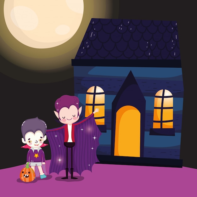 Vector kinderen met halloween kostuum