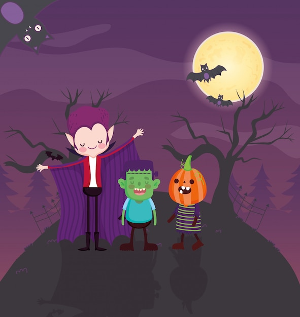 Kinderen met kostuum halloween afbeelding