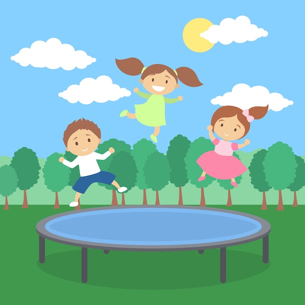 Kinderen op trampoline.