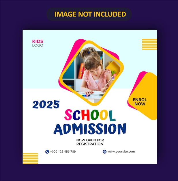 Kinderen school toelating social media post template design vector nieuw 2022