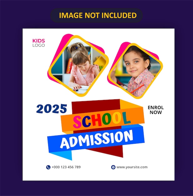 Vector kinderen school toelating social media post template design vector nieuw 2022