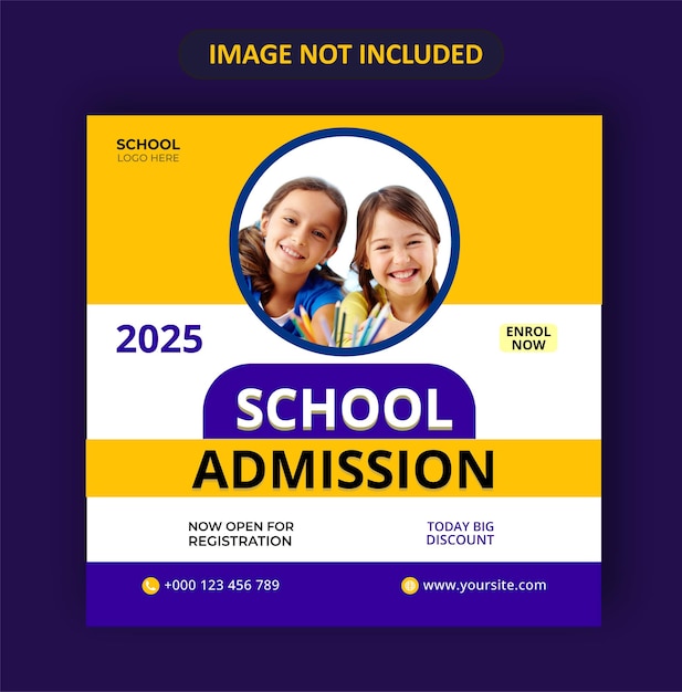 Vector kinderen school toelating social media post template design vector nieuw 2022