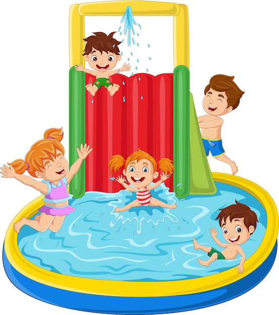 Kinderen spelen in waterpark