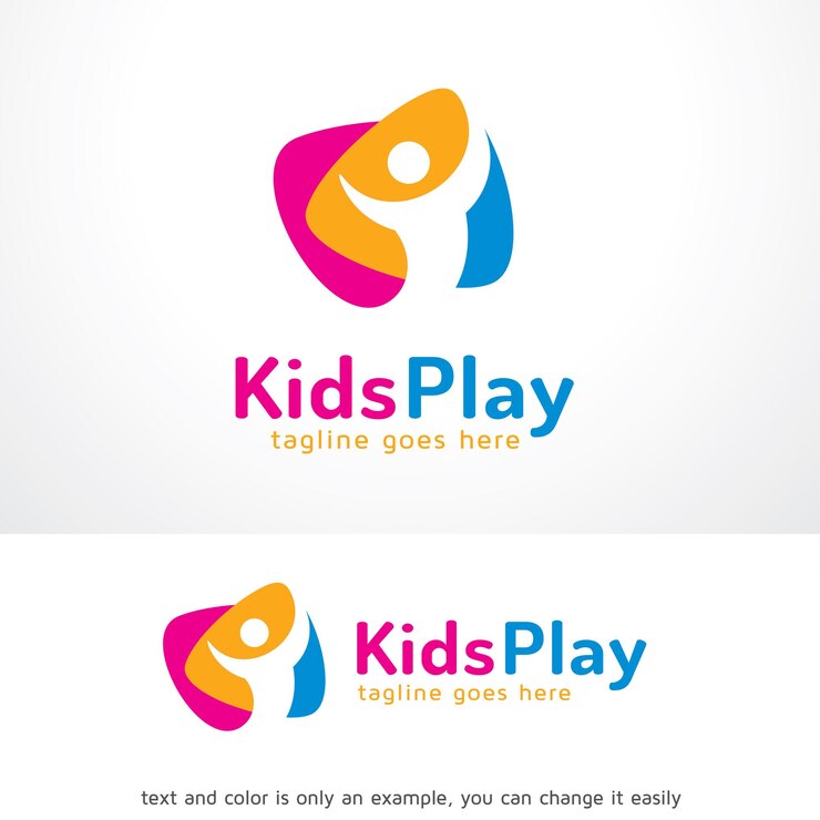 Kinderen spelen Logo Template Design Vector Emblem Design Concept Creatief Symbool Icon
